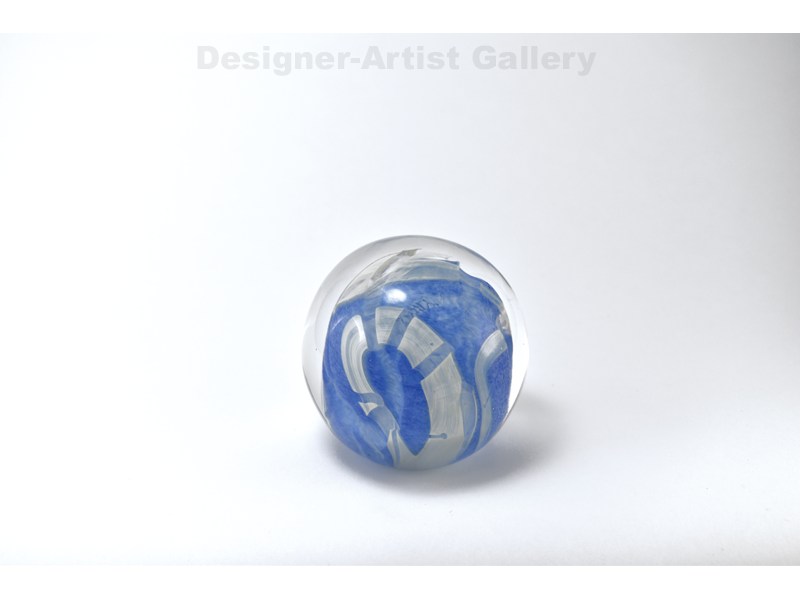 Vandermark Glass Paperweight Blue/White